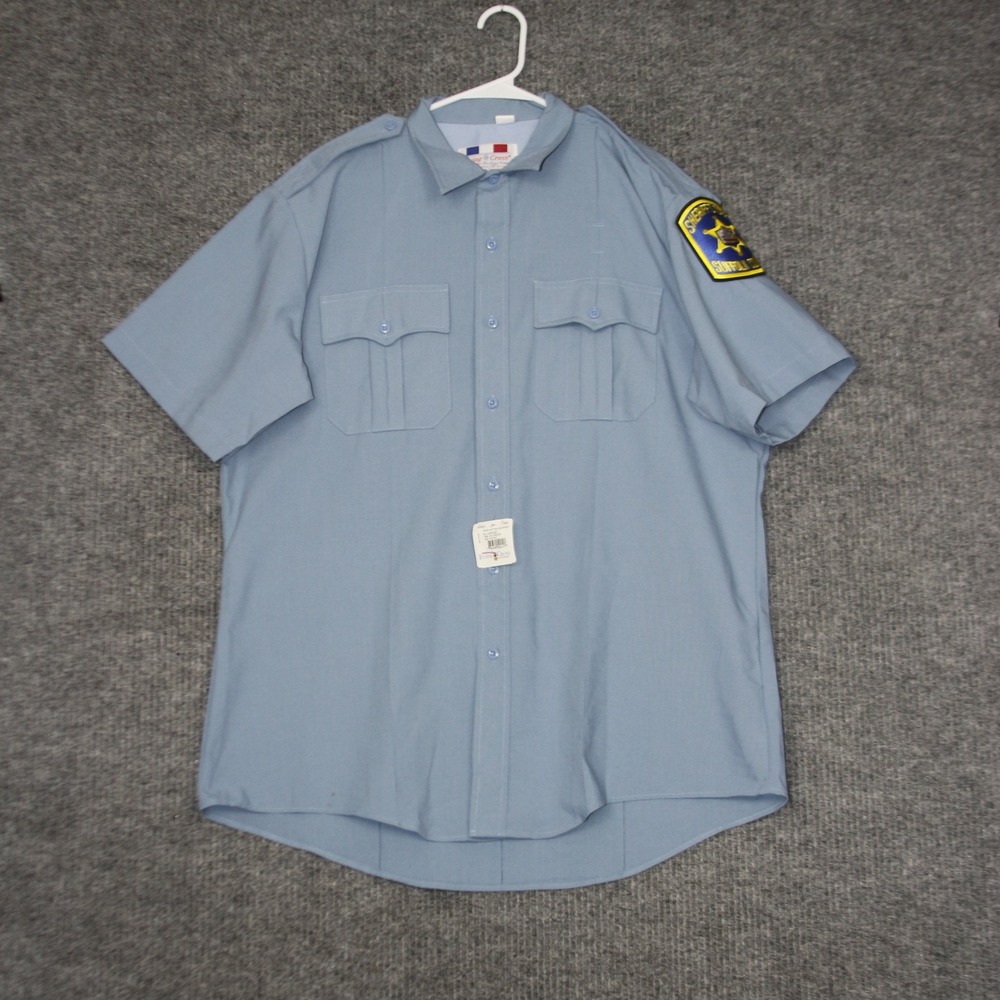 VTG Flying Cross Uniform Shirt Mens XL Blue Suffolk County Sheriff Patch New